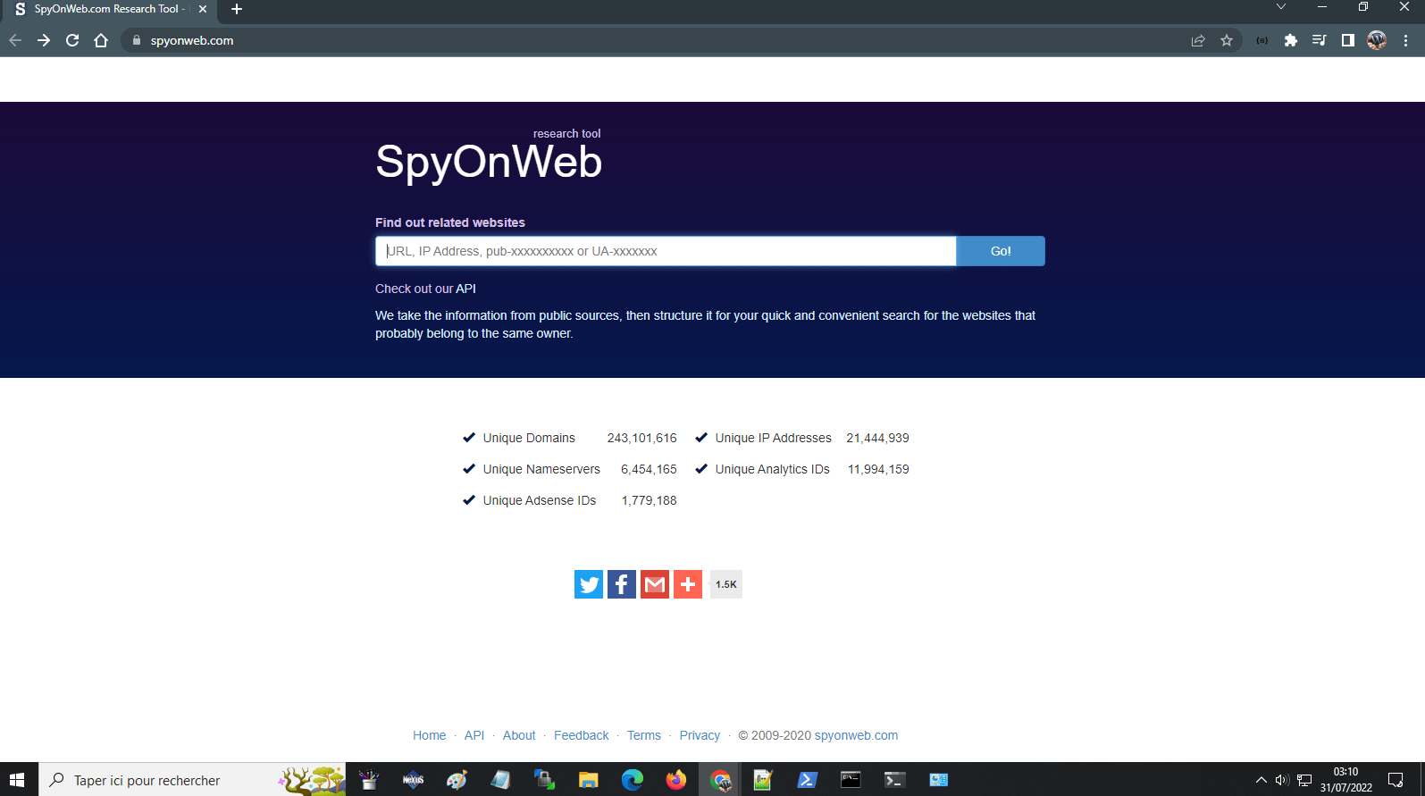 trouver tous les sites sur un serveur avec spyonweb