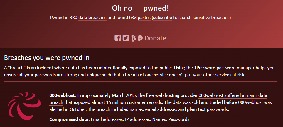 haveibeenpwned savoir si son adresse mail est pirate
