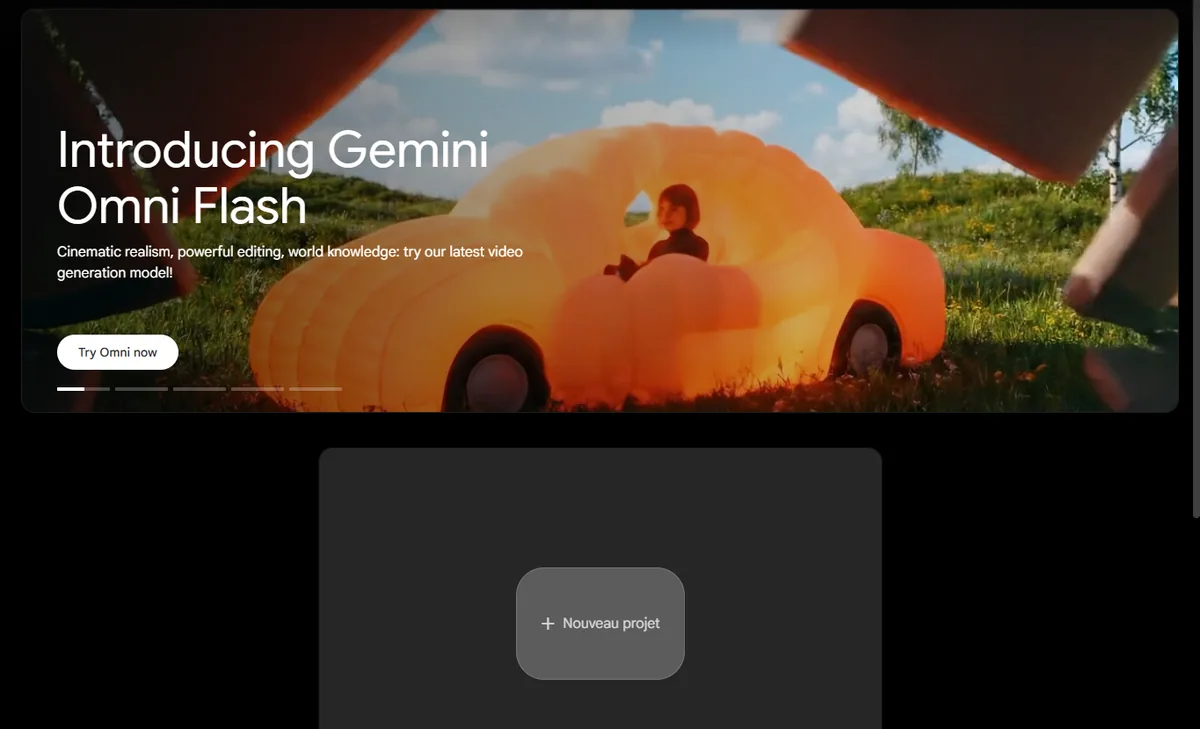 Bouton Nouveau projet dans Google Flow