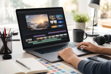 Création vidéo IA avec Google Flow sur un ordinateur portable