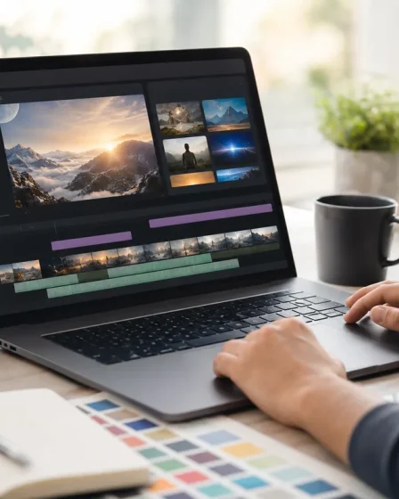 Création vidéo IA avec Google Flow sur un ordinateur portable