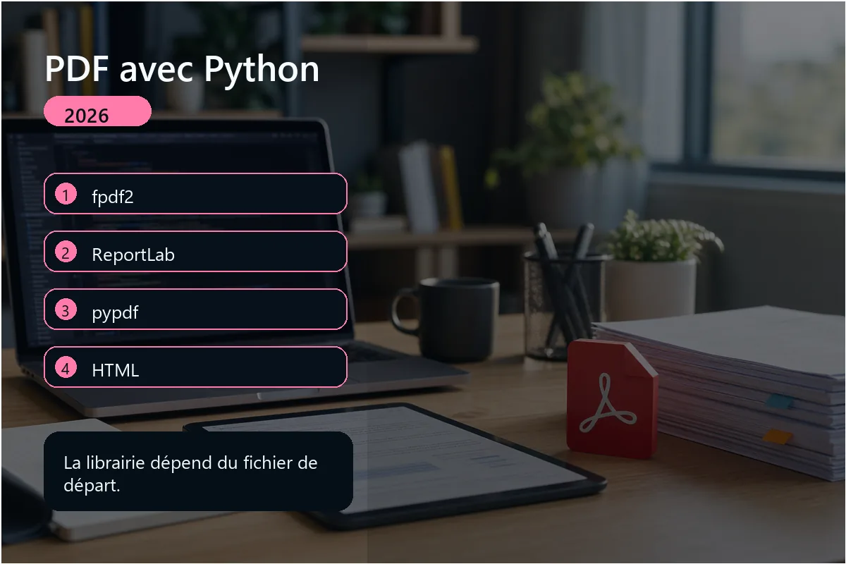 Infographie Python PDF avec ReportLab fpdf2 pypdf et HTML
