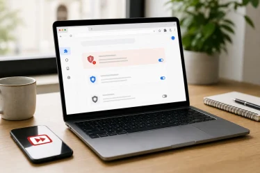 Ordinateur affichant une alerte sur une extension Chrome suspecte
