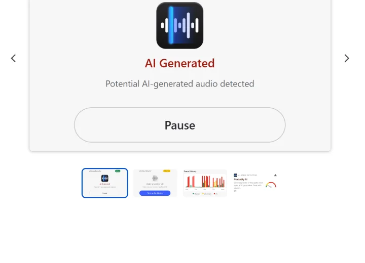 Aperçu du verdict AI Generated dans AI Voice Detector