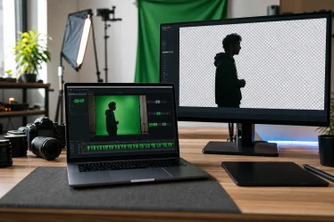 Interface de montage vidéo avec détourage fond vert par IA CorridorKey