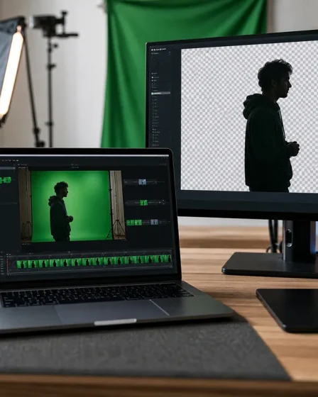 Interface de montage vidéo avec détourage fond vert par IA CorridorKey
