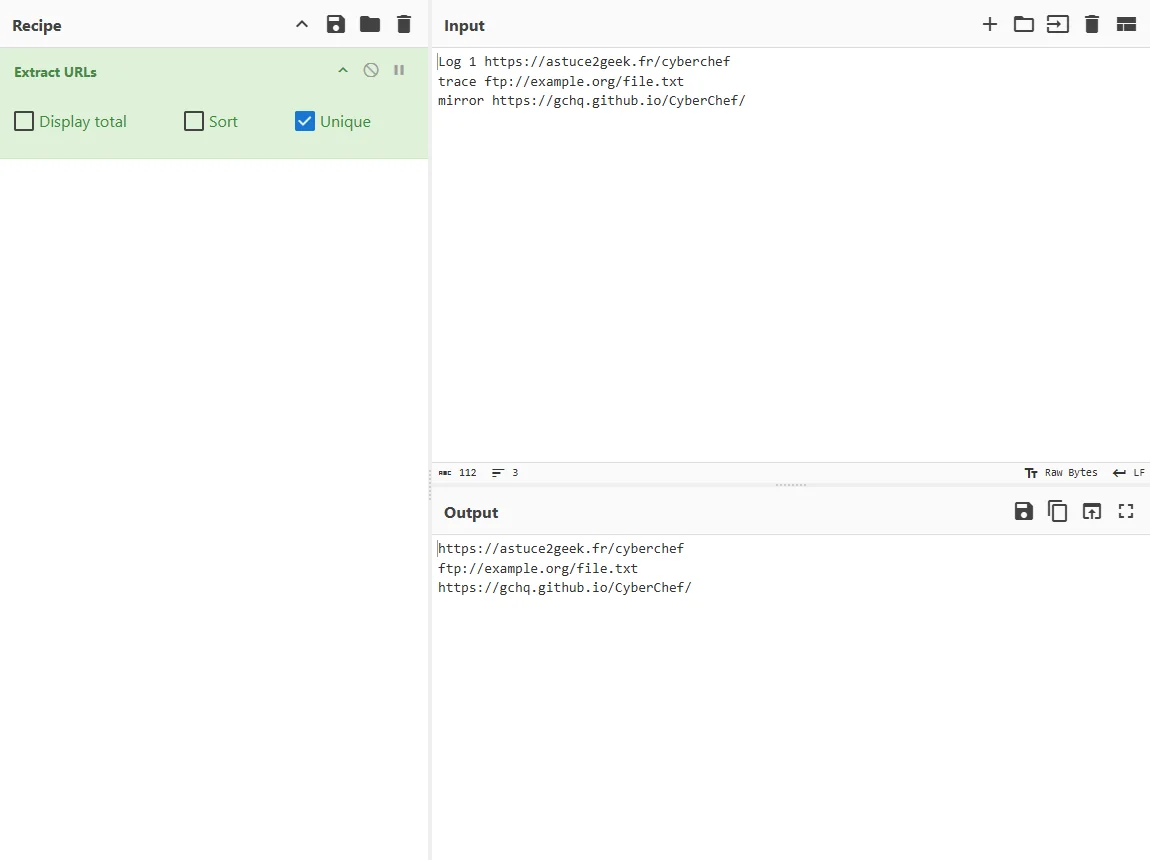 Extraction d’URL depuis un log avec CyberChef
