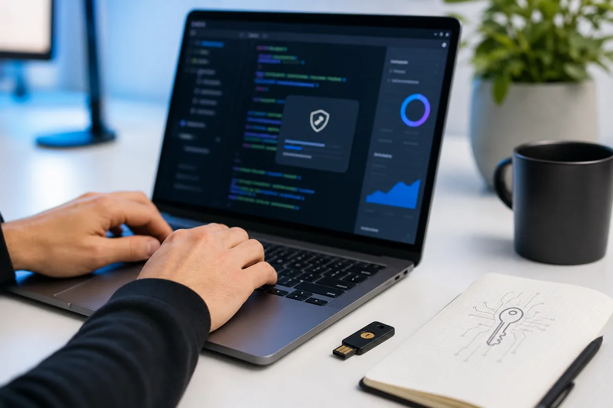 Création d’une clé API Gemini dans Google AI Studio avec un ordinateur et une clé de sécurité