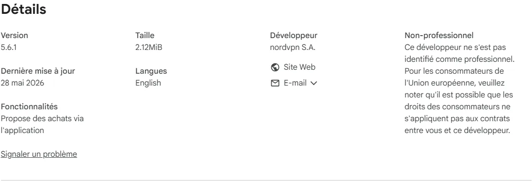 Détails Chrome Web Store avec version et éditeur de l’extension NordVPN