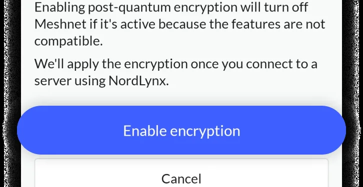 Bouton Activer le chiffrement dans NordVPN Android