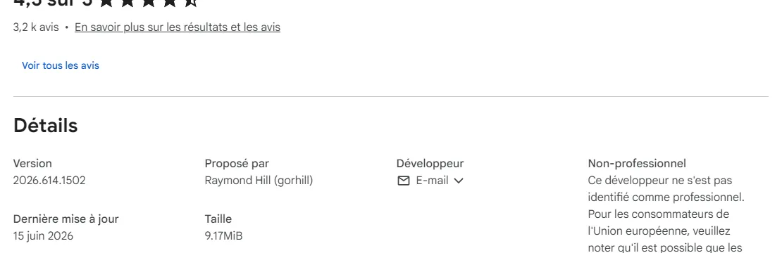 Détails uBlock Origin Lite avec Raymond Hill et la mise à jour du 15 juin 2026