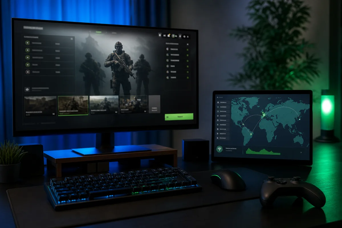 Setup gaming avec carte VPN pour Warzone bot lobby