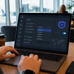 Ordinateur portable affichant un réglage VPN sur un WiFi public