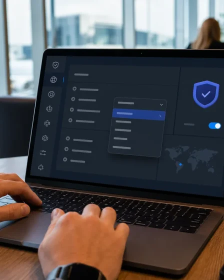 Ordinateur portable affichant un réglage VPN sur un WiFi public