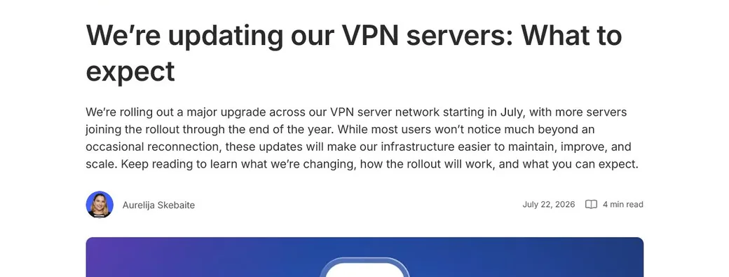 Annonce NordVPN sur la maintenance des serveurs VPN en 2026