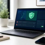 Ordinateur Windows affichant une protection VPN contre les malwares