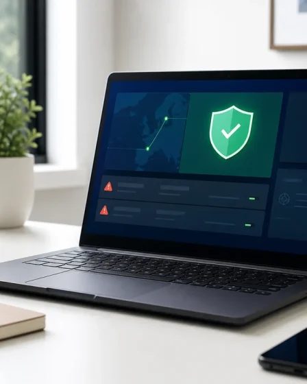 Ordinateur Windows affichant une protection VPN contre les malwares