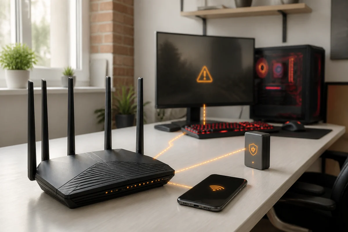Routeur téléphone et PC utilisés pour diagnostiquer HUENEME NEGEV sur MW4