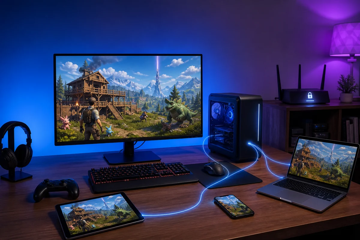 PC de jeu hébergeant un serveur privé Palworld avec un réseau Meshnet