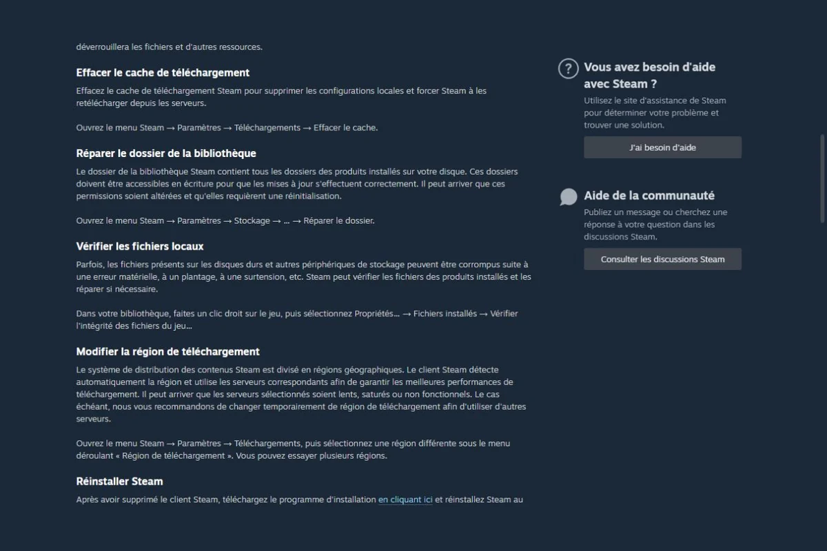 Aide Steam pour v&eacute;rifier les fichiers install&eacute;s de Modern Warfare 4