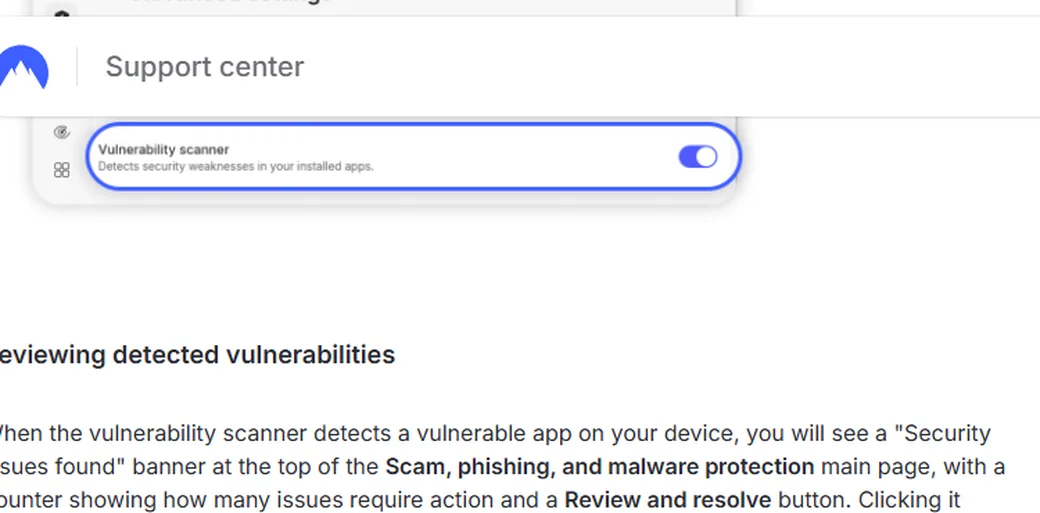 Interrupteur du scanner de vulnérabilité NordVPN pour Windows