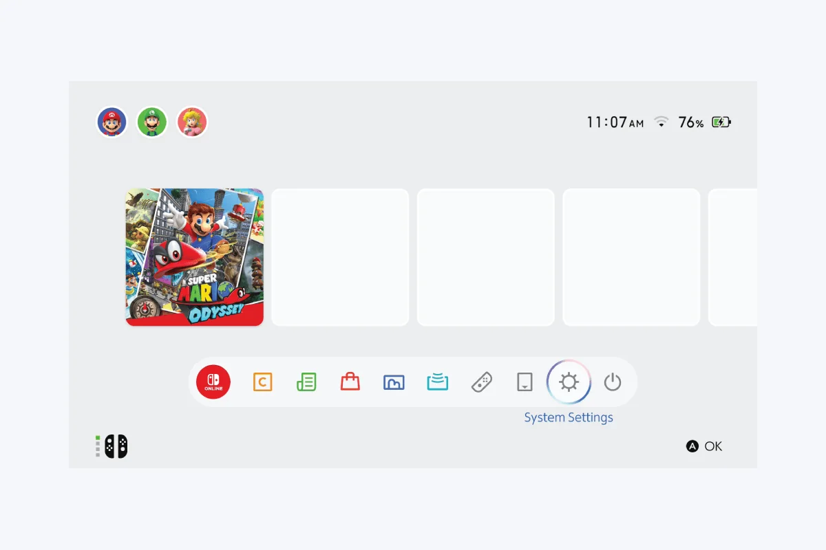 Ic&ocirc;ne Param&egrave;tres de la console sur l&rsquo;&eacute;cran d&rsquo;accueil Nintendo Switch 2